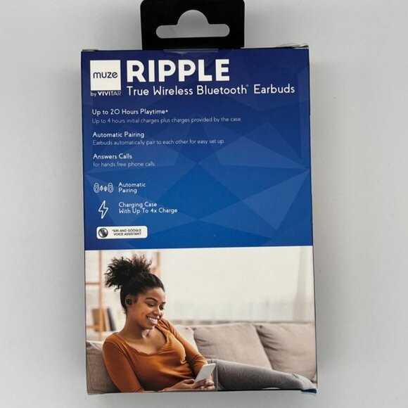 Muze by Vivitar RIPPLE True Wireless Bluetooth Earbuds BLACK NEW - Picture 3 of 4